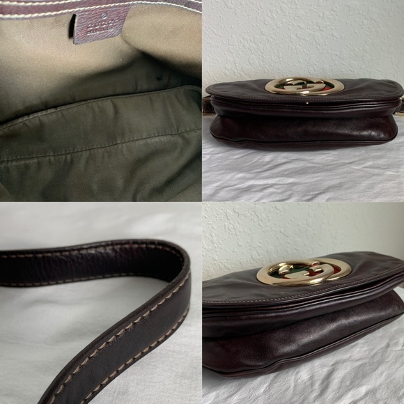 🔴SOLD🔴GUCCI Brown Leather "Britt" Shoulder Bag - Picture 6 of 8
